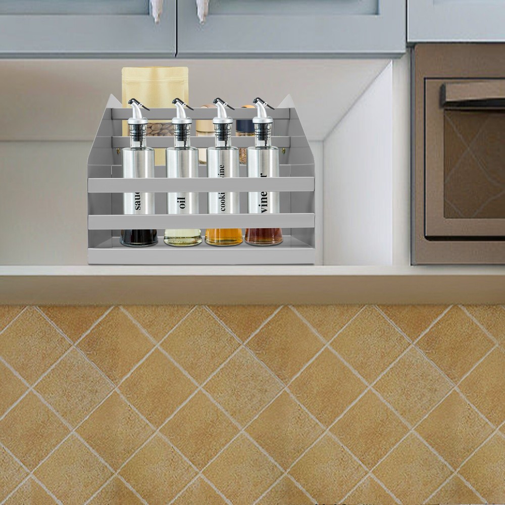 Pull Down Cabinet Organizer 2 Tier Pull-Out Cabinet Wall Shelf Spice Dishes Rack