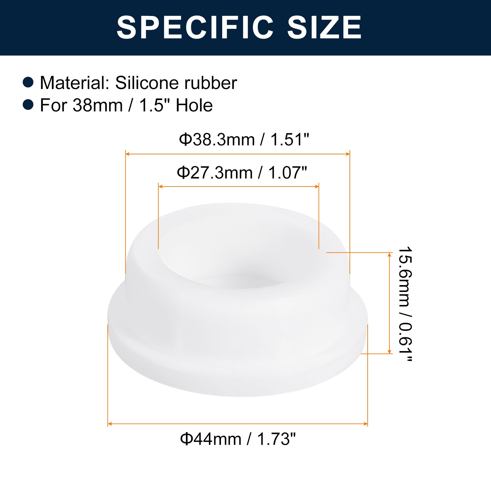 4Pcs White Plug Holes Rubber Button Plug for 37-38mm/1.46-1.5" Hole