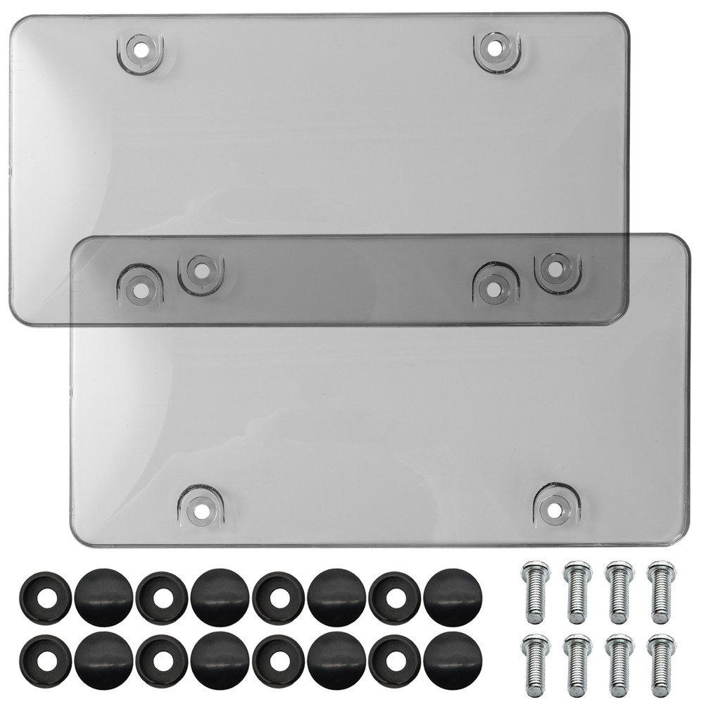 2 License Plate Shields Clear Bubble Plate Covers w/Screws Car-Trunk Unbreakable
