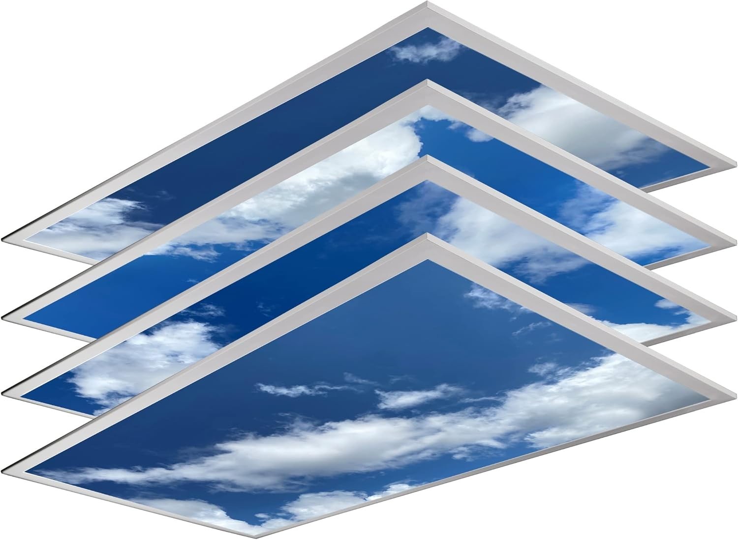 4-Pack 2x4 LED Flat Panel Light, Drop Ceiling Light Fixture with Cloud Design