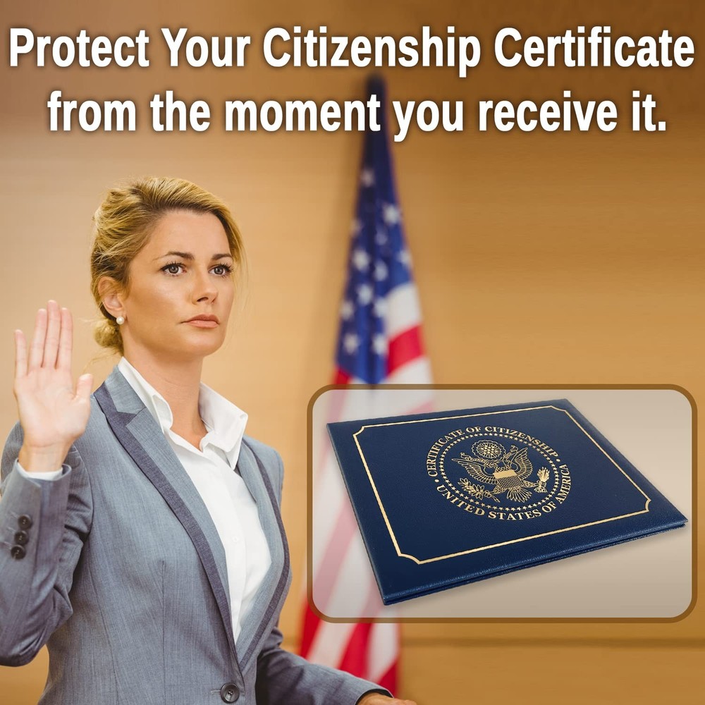 • US Citizenship Certificate Holder • Naturalization Document & Gift • Navy Blue