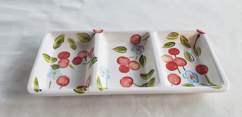 Tabletops Gallery Cherry Blossom 3 Section Serving Tray 13.25" EUC