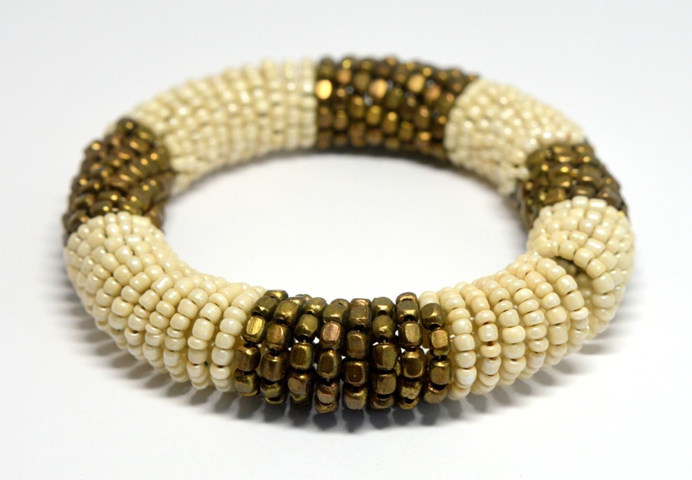 VINTAGE BEADED ELASTIC SPIRAL BRACELET