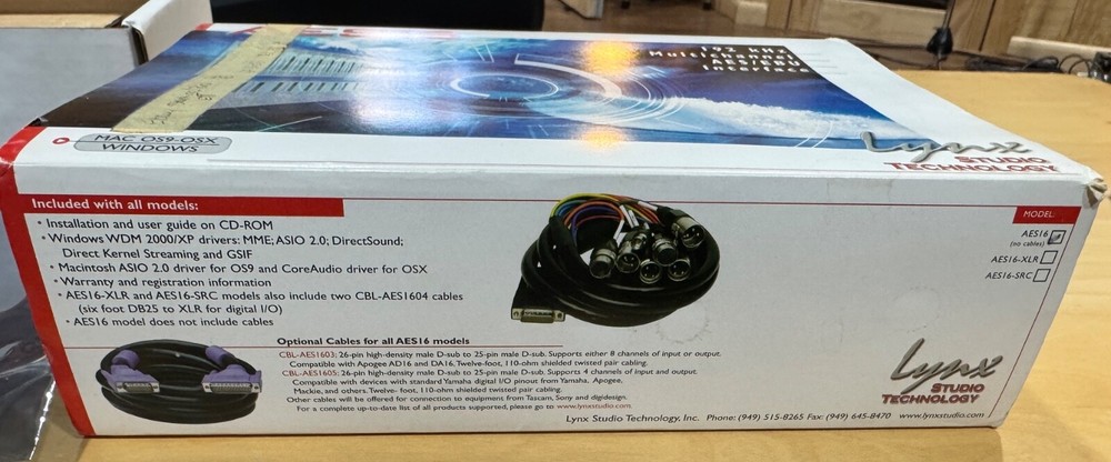 Lynx AES16-G with the cable, original box
