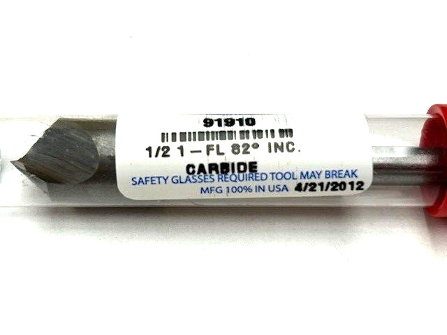 1/2" 82 DEGREE SINGLE FLUTE CARBIDE COUNTERSINK HTC 91910 USA