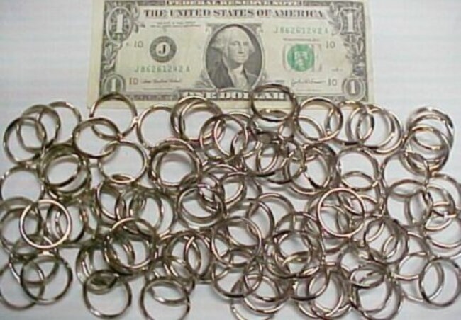 Lot 100 Bright Chrome Key Rings, Keyrings 26mm Diameter Plated Steel, Keys, New