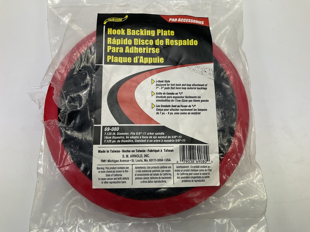 SM Arnold 69-080 Professional Hook And Loop Buffing Pad Backing Plate-- 7.5"-9"