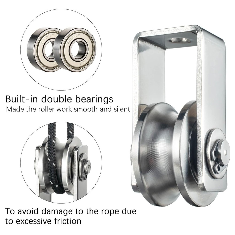 Stainless steel cable pulley wheel bearing inside two pack
