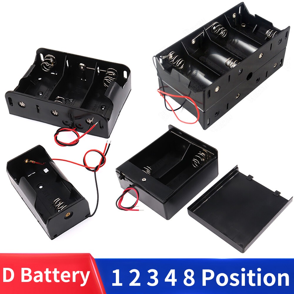 Battery Holder for D Battery 1 2 3 4 8 Position Cell Case Box With Wire lot