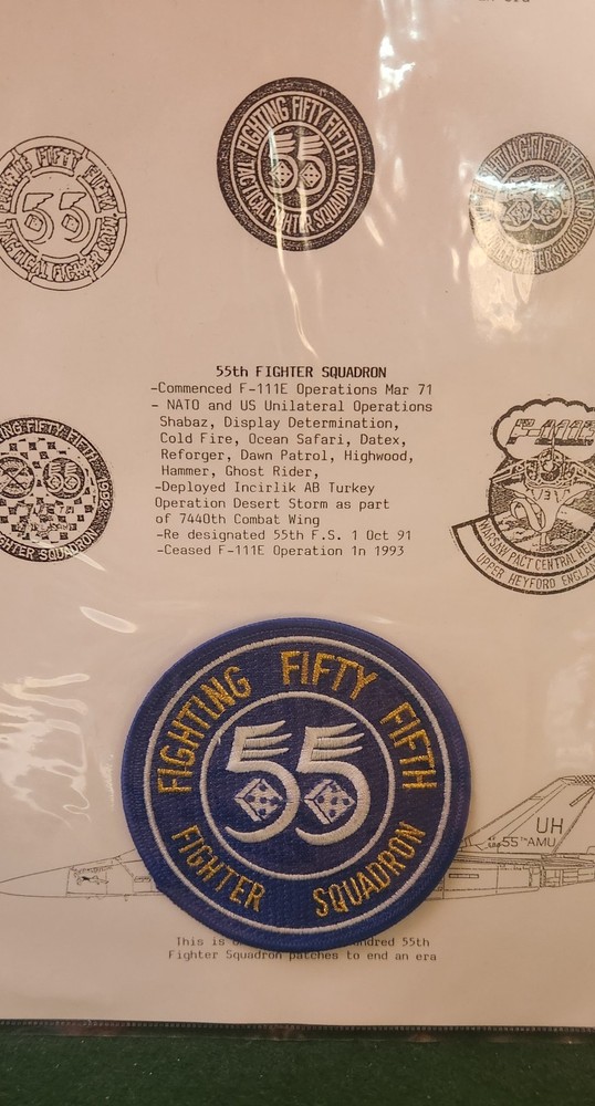 USAF Fighting 55th Fighter Squadron Patch + Info Card