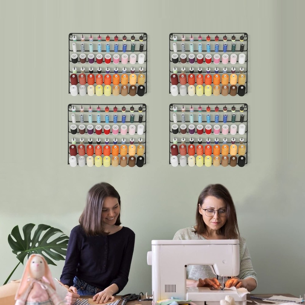 Thread Holder Wall 54 Spools Sewing Thread Rack Wall Mount Embroidery Spool O...