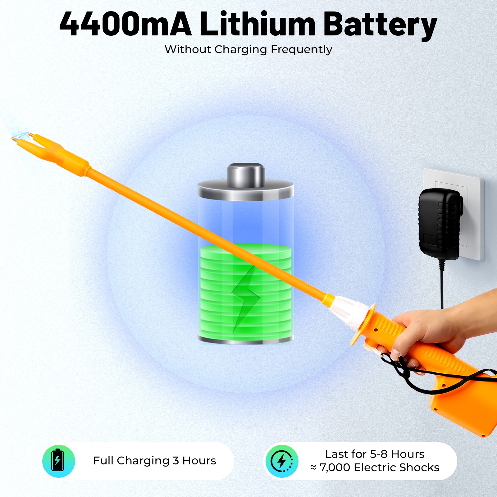 9000V Rechargeable Hot Shot Cattle Prod Stick Electric Shock Livestock Prodder