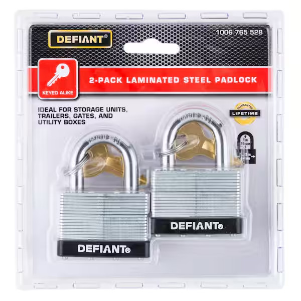 Defiant 2 Pack Laminated Steel Padlock 1006 765 528