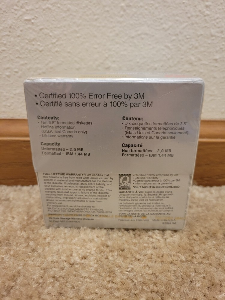 3M High Density 3.5 Diskettes 10 Pack IBM Formatted DS HD Double Sided SEALED