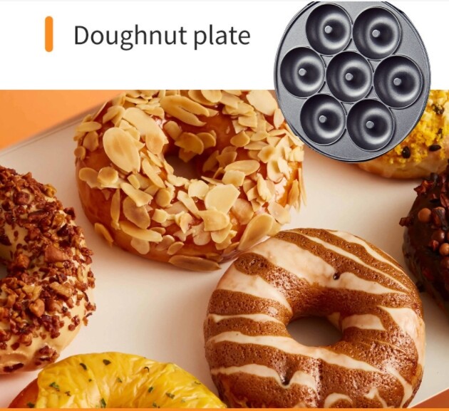Three in one breakfast sandwich machine, donut machine, cartoon cake machine