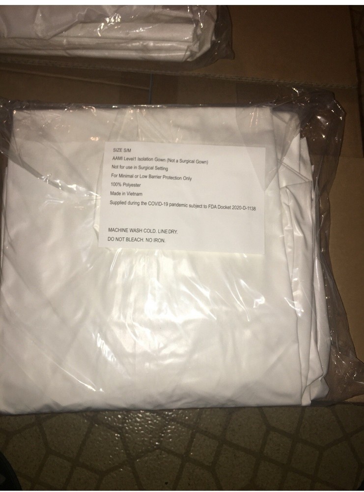 5 Pack AAMI Level 1 Isolation Gown Polyester Washable Reusable S/M