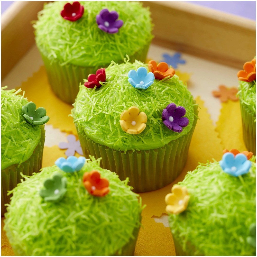 Mini Daisy Royal Icing Decorations Rainbow Design 32-Piece Set for Cake Cookie