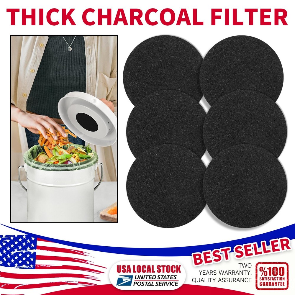 6 Pack 6.7 Inch Compost Bin Vent Filter Cotton Keep Air Fresh Indoors
