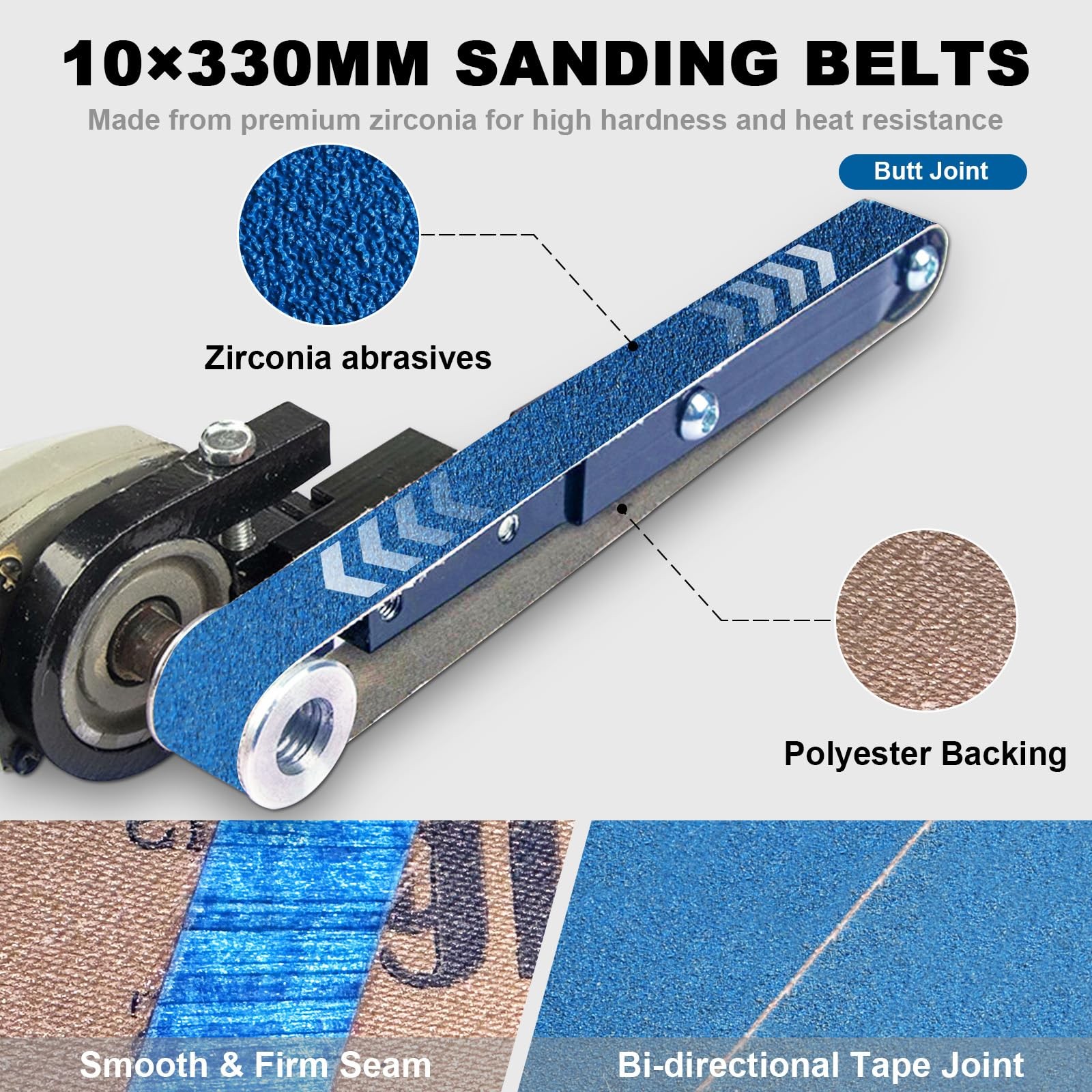 3/8 x 13 Inch Zirconia Sanding Belts, 42 Pcs 7 Each of 40/60/80/120/180/240 A...