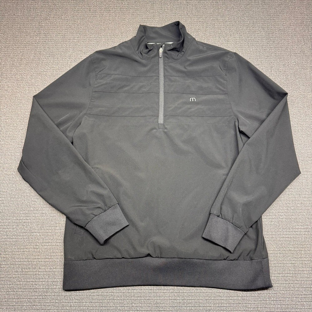 TravisMathew Men's Quarter Zip Pullover Black Grey Golf Jacket Size Large