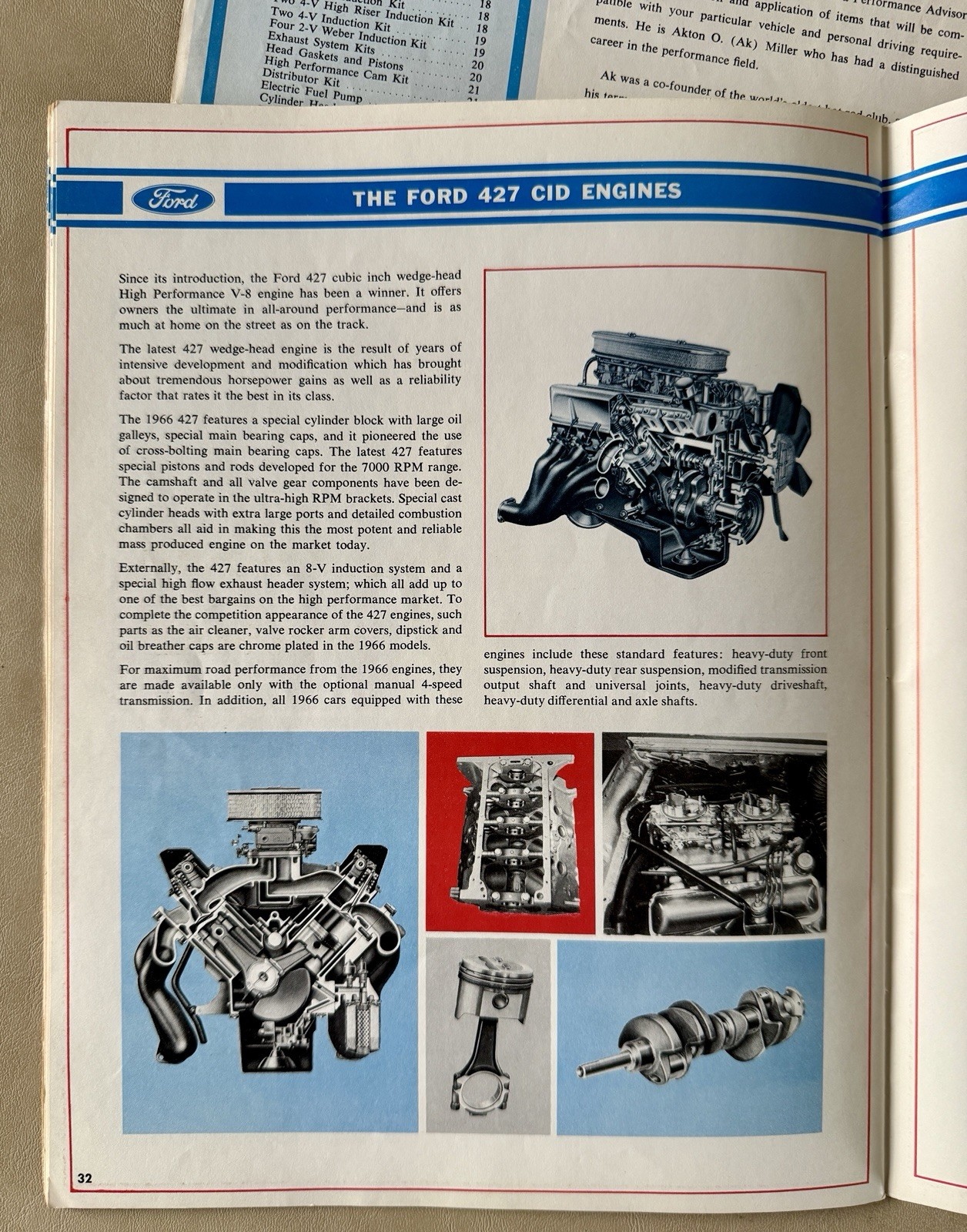 Ford High Performance Parts Catalog 1966 Brochure Cobra GT FoMoCo 427 Racing 289