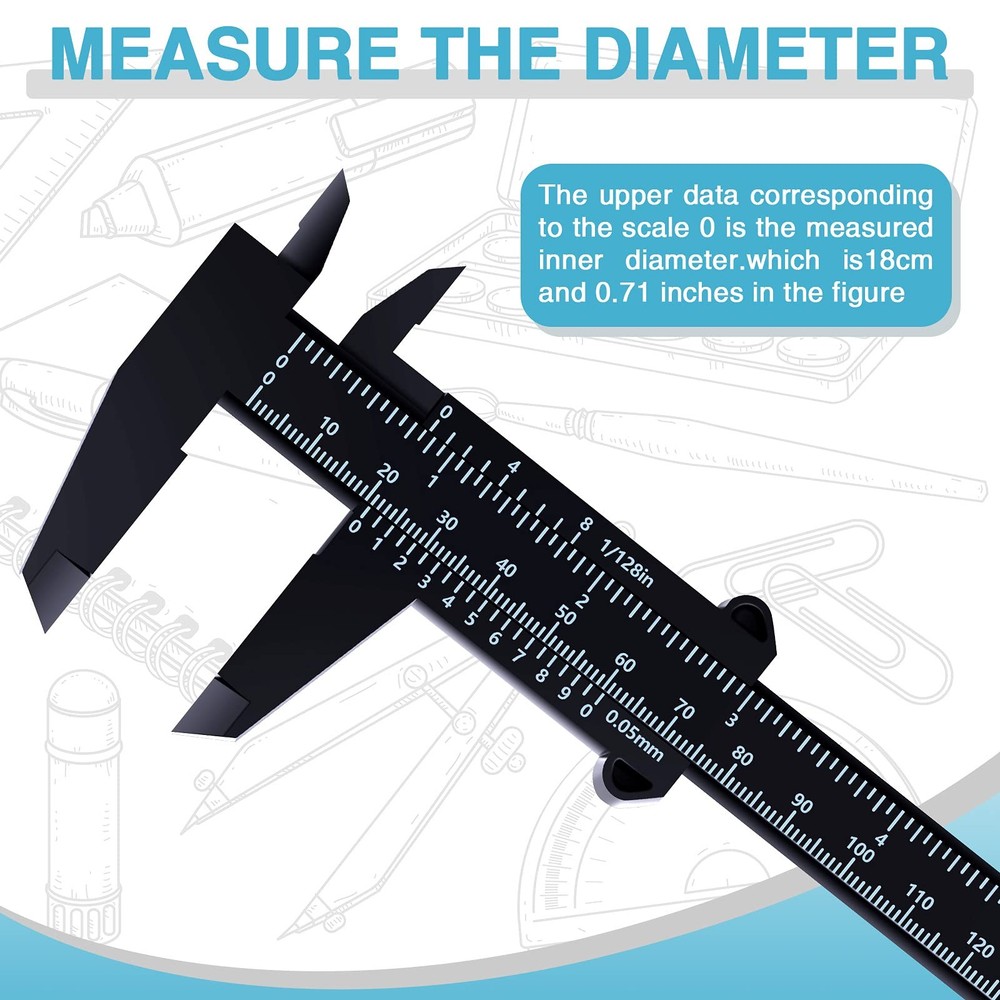 6 Inch/ 150 mm Mini Plastic Vernier Caliper Double Scale Measuring Tool Recta...