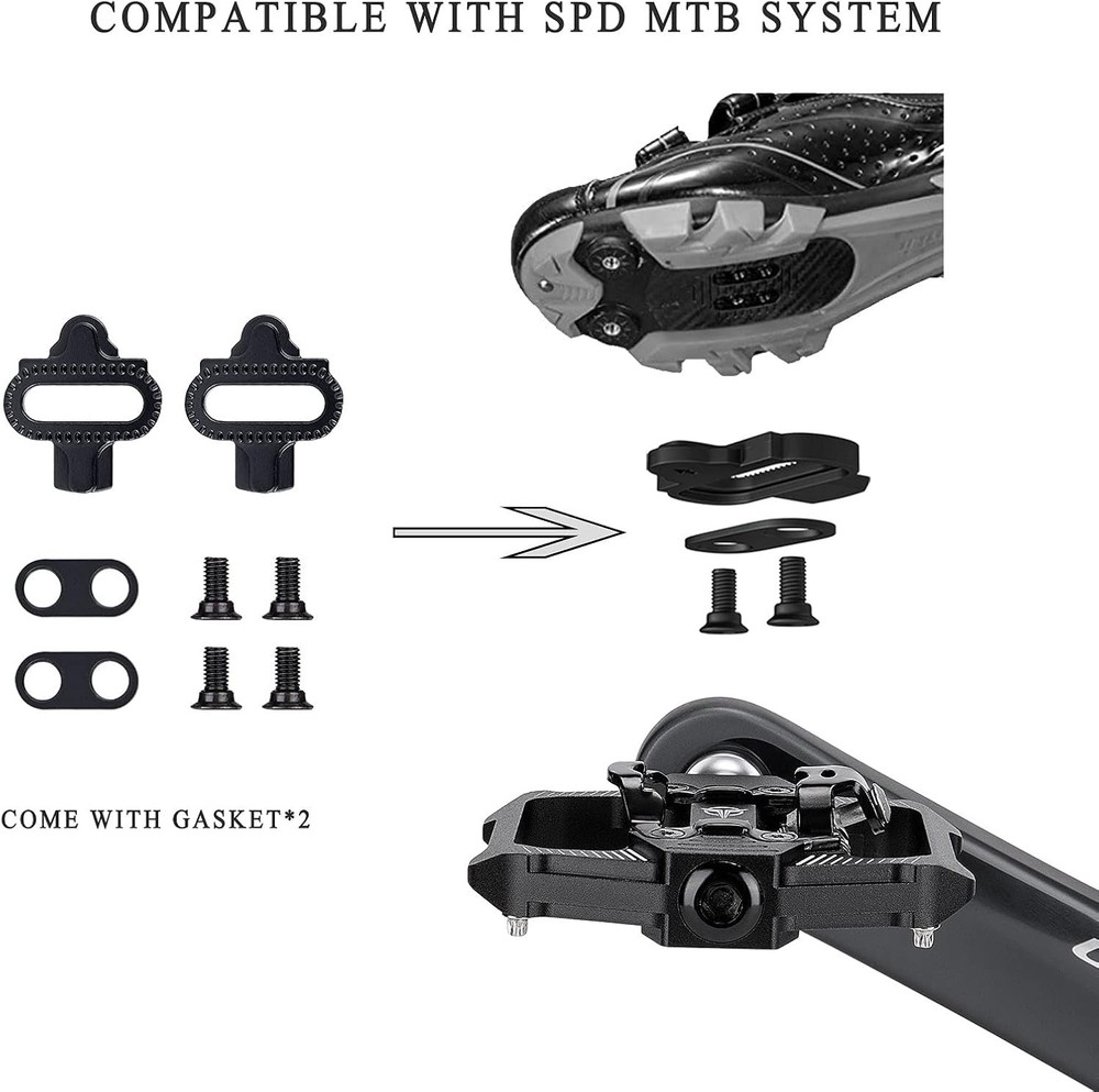 Dual Function Mountain Bike Pedals - Flat & Clipless with Sealed Bearings