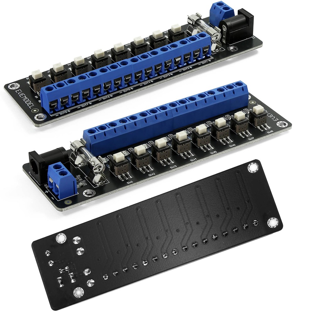 Evemodel 3V-24V DC Individual Switches Power Distribution Module