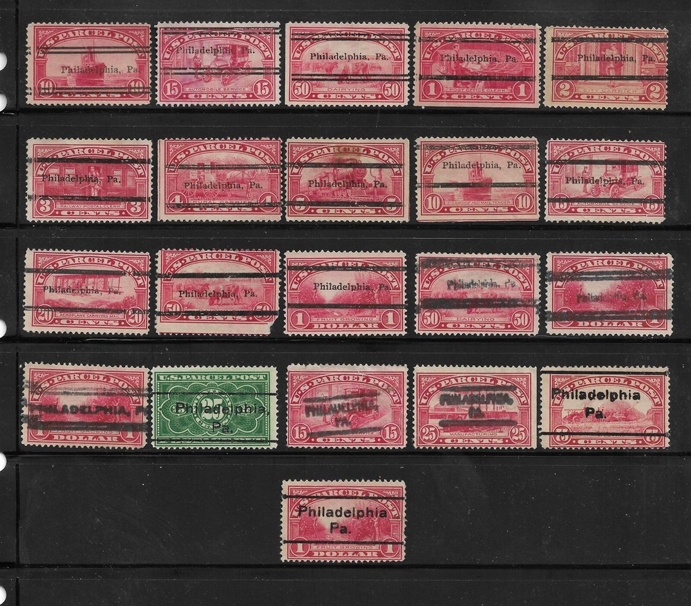 PA Precancels: Philadelphia Types; 1913 Parcel Post/Due (Q/JQ) Issues; 21 Diff.