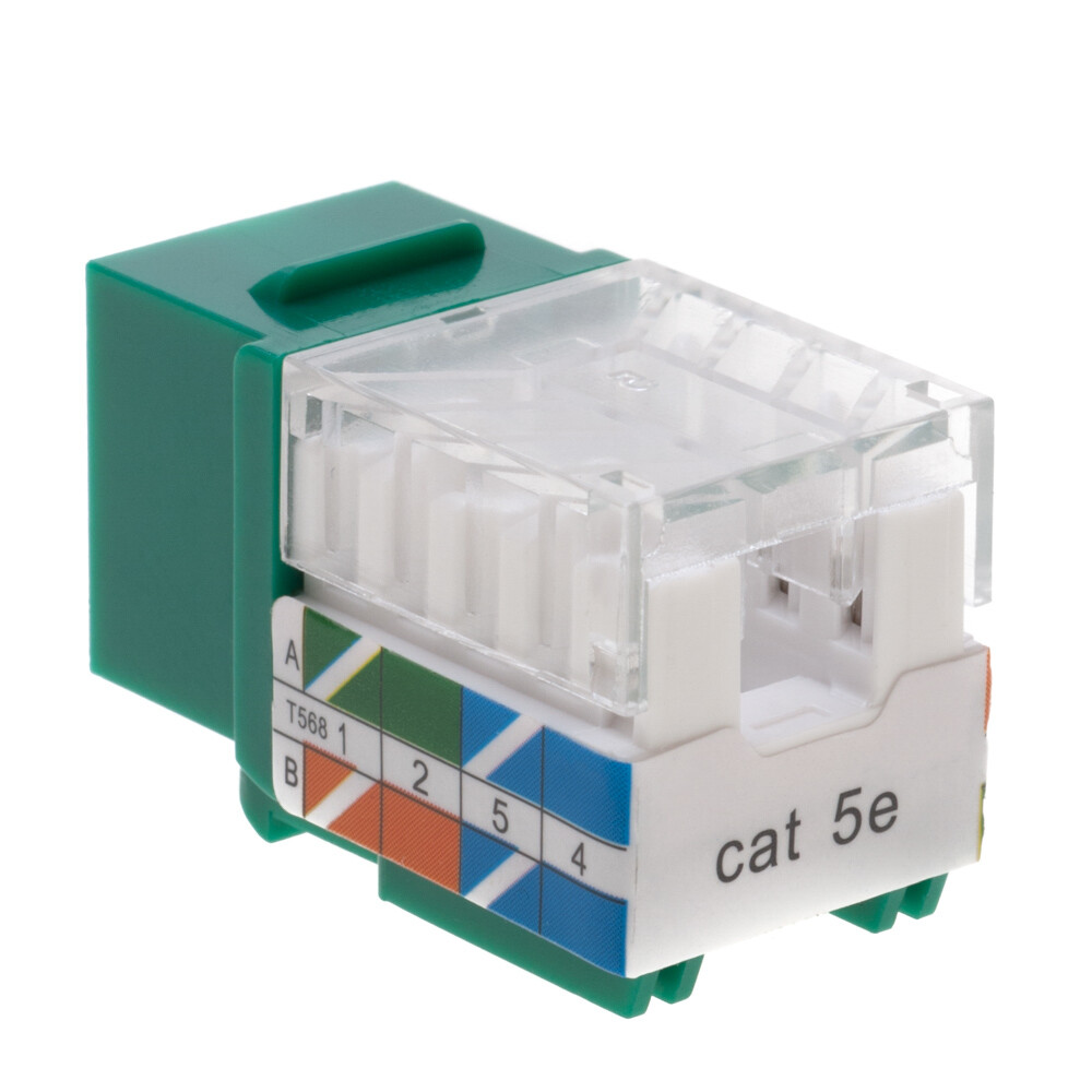 5 pack Cat5e 45° Angled Keystone Jack Network 110 Punchdown 8P8C Cat5 Green