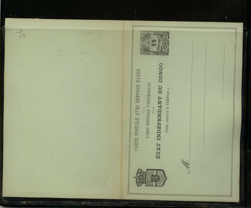 Belgium  Congo  postal reply card  unused         MS0728
