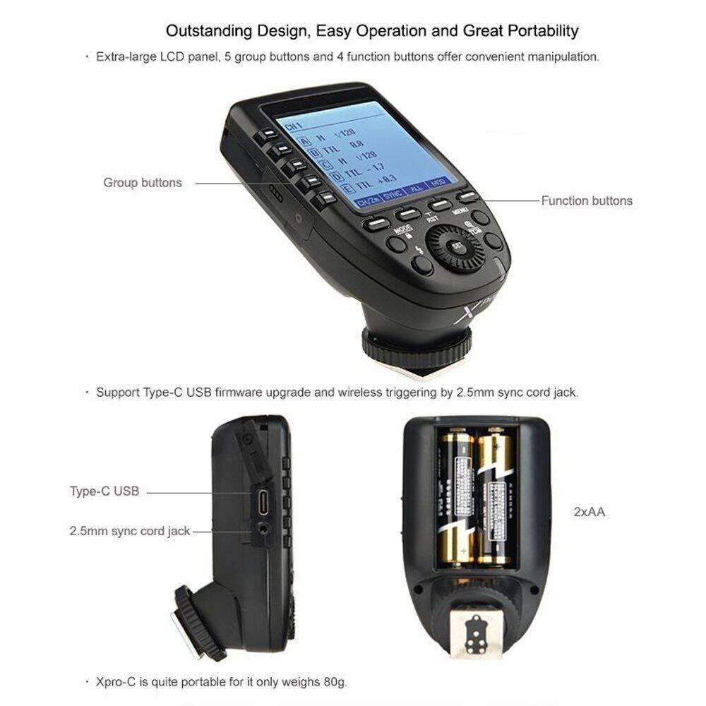 Godox Xpro-C 2.4G Wireless TTL HSS Camera Flash Trigger Transmitter Fr Canon EOS