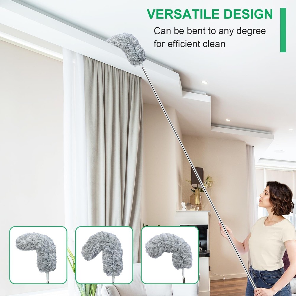 100-inch Extra-Long Dusters, Cleaner Tools with Extension Pole and Bendable a...