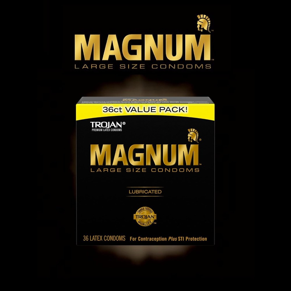 TROJAN Magnum Lubricated Large Condoms, Comfortable and Smooth Lubricated, Ameri