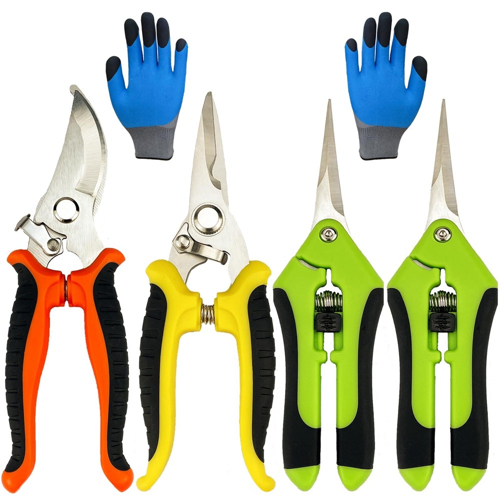 Pruning Shears, 5 Pack Garden Shears with Medium, Orange, Yellow, Green