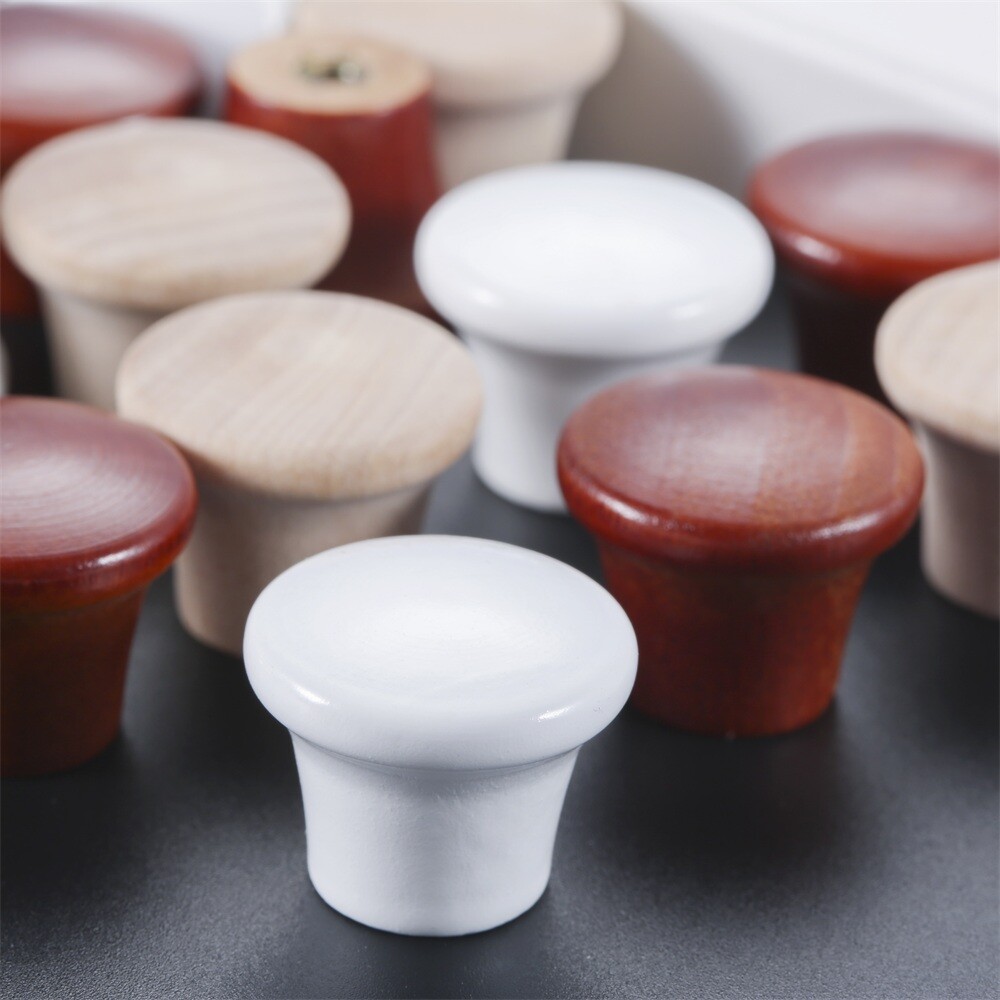 5Pcs Round Mini Wood Drawer Knobs Door Pulls Handles Kitchen Cabinet Replacement