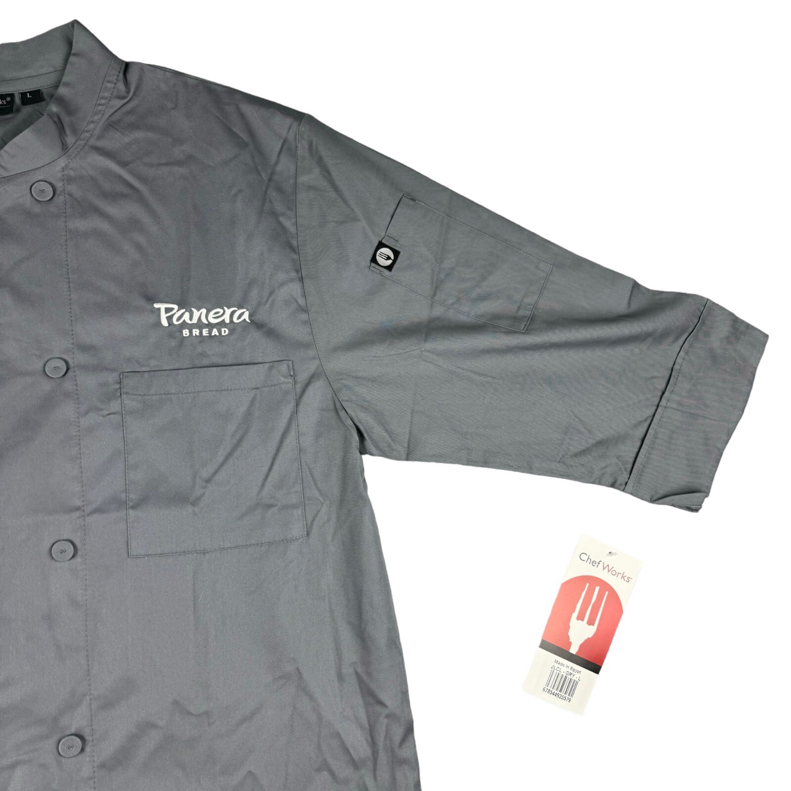 Chef Works Panera Bread Men's Large Gray Button Up Work Shirt
