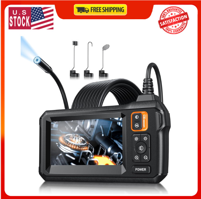 Endoscope Camera with Light, Inspection Borescope Camera with 4.3" IPS Screen, 1