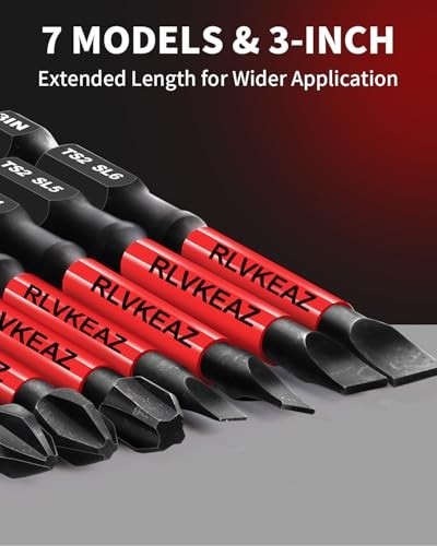 10-PCS 3" Long Magnetic Screwdriver Bits Set: Phillips Bits #1/#2/#3 & Slotted H