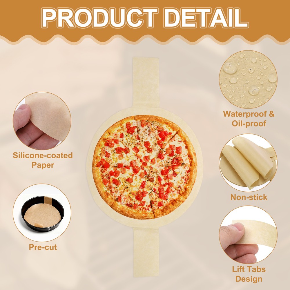40 Sheets Parchment Paper Rounds, 9" Circle Baking Sheets, Brown