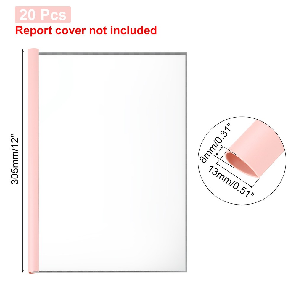 20Pcs 13x8mm Binding Bars, 50 Sheets Capacity, Red
