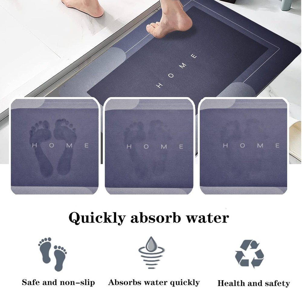 Super Absorbent Bath Mat, 1'11 x 1'4 (Rectangular), Rectangle Green