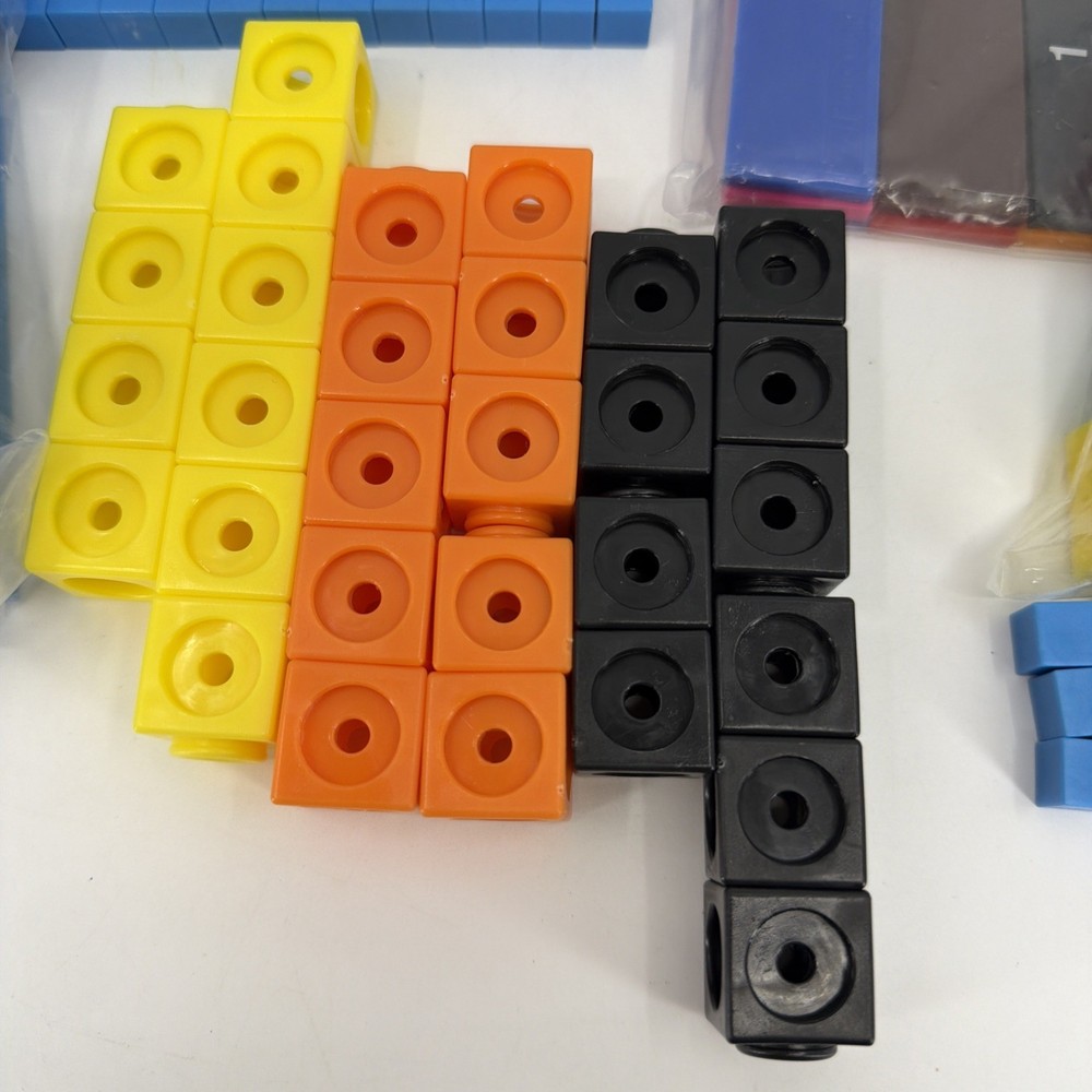 Base Ten Blocks Class Set Cubes, Rods, Flats, Fractions Tiles, Math Bundle