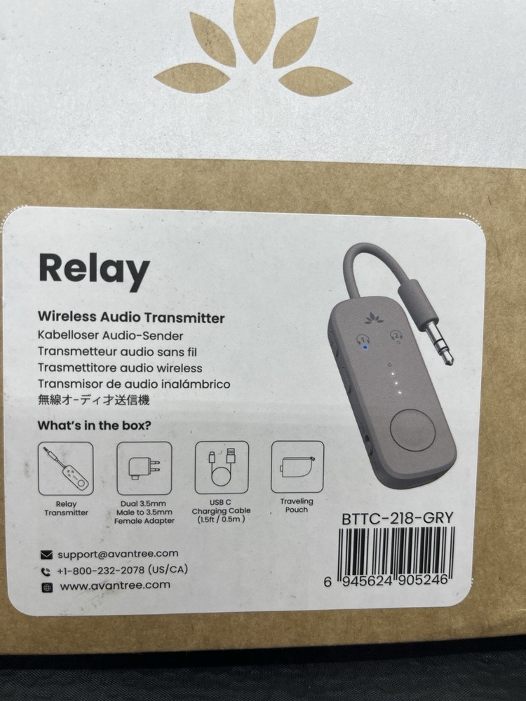 Relay - Wireless Bluetooth Audio Transmitter for Planes & Travel (aptX Adaptive)