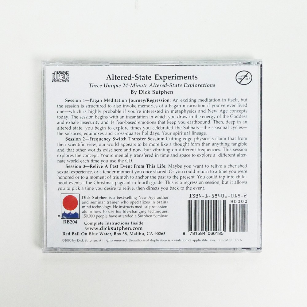 3 ALTERED STATE EXPERIMENTS Dick Sutphen CD Hypnosis Trance Experience of mind