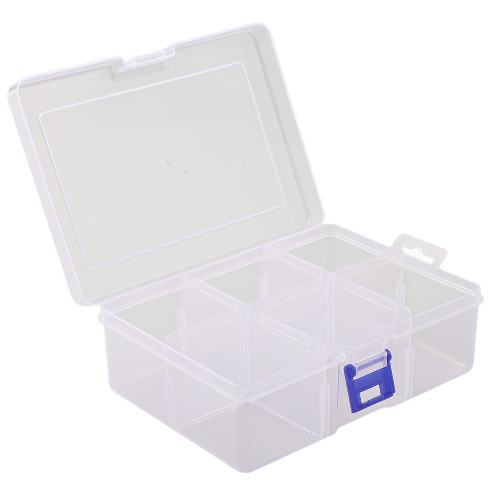 Compact Plastic Storage Box with 6 Adjustable Grids for Screw Organizer