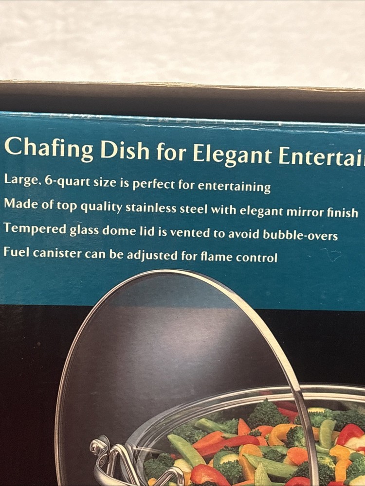 Tablecraft Party Essentials 6 Quart Round Chafing Dish Open Box New