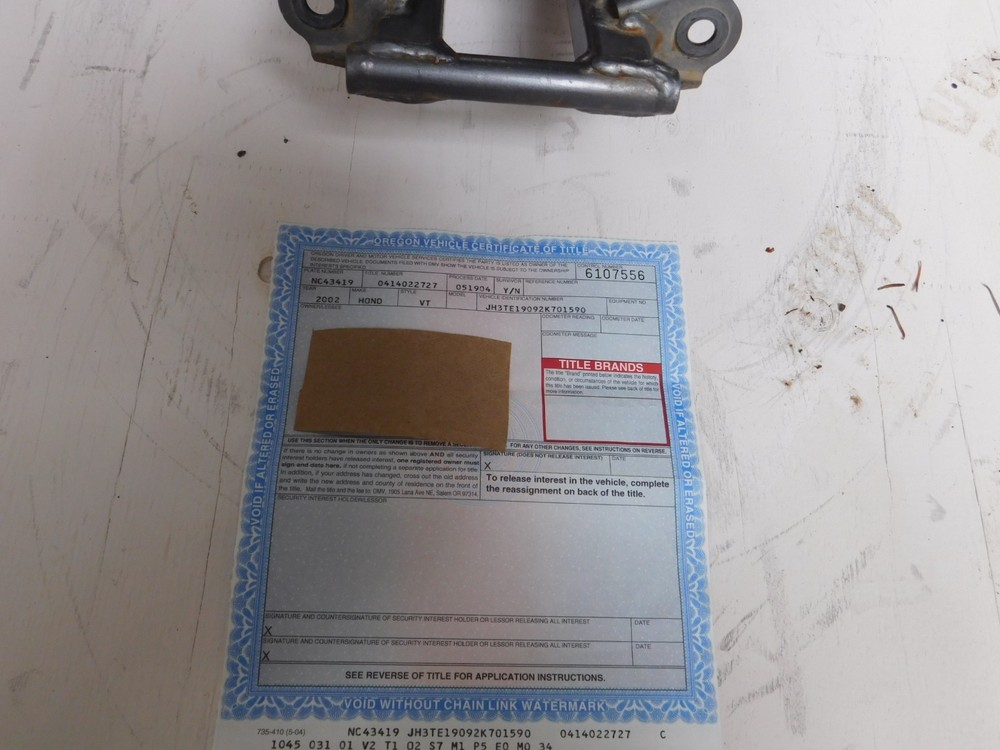 2002 Honda TRX 300 EX Frame with Document