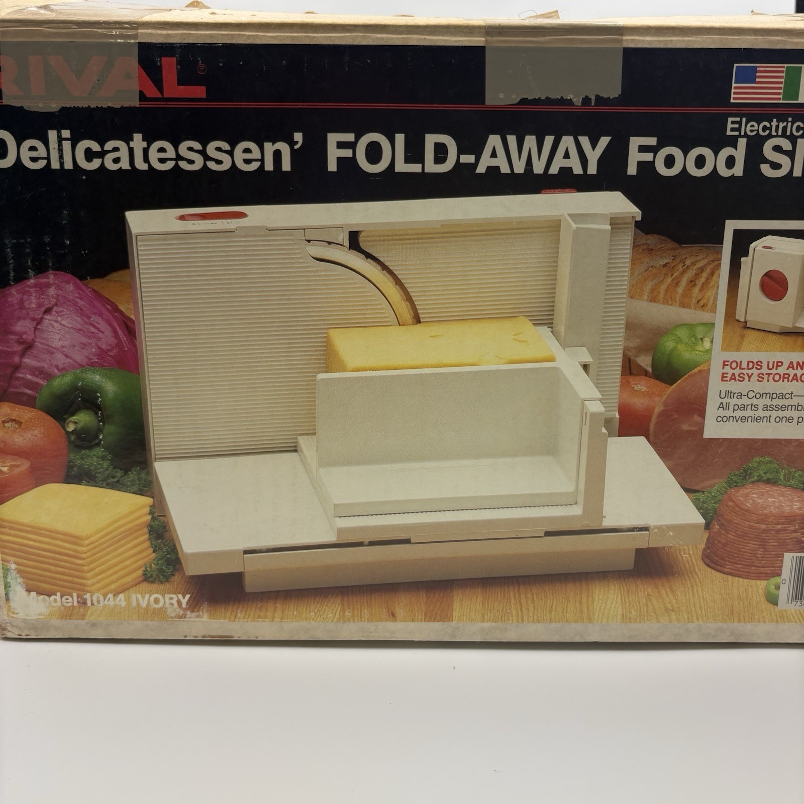 Rival 1044 Delicatessen Fold-Away Electric Food Slicer-Sliding Tray