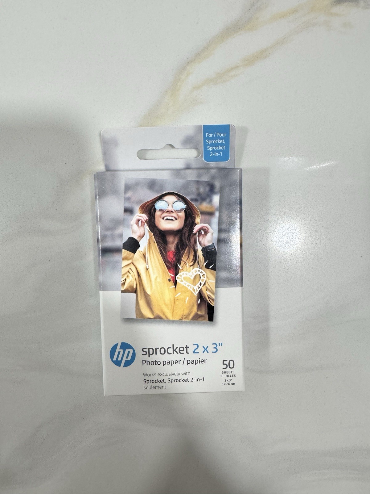 HP Sprocket Zink Photo Paper 2x3" for HP Sprocket Photo Printers, 50 Sheets